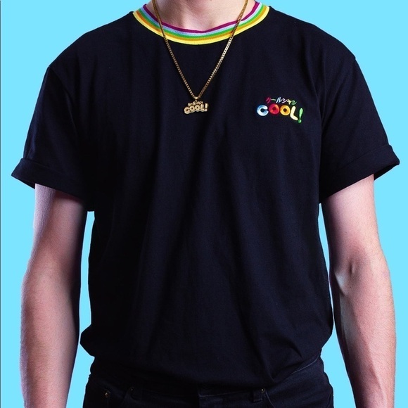 Cool! Crewneck T-Shirt Black Rainbow - Picture 1 of 10